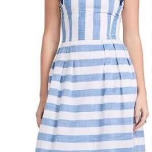 Fanm Mon Blue and White Striped Midi Dress